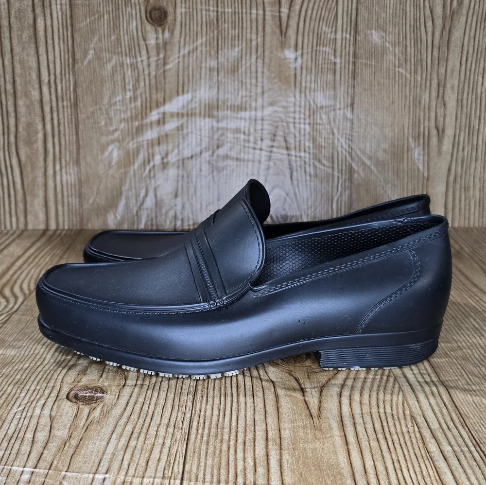Men's Sticky Shoes Social Man Black Food Service‎ Shoes Size 9.5